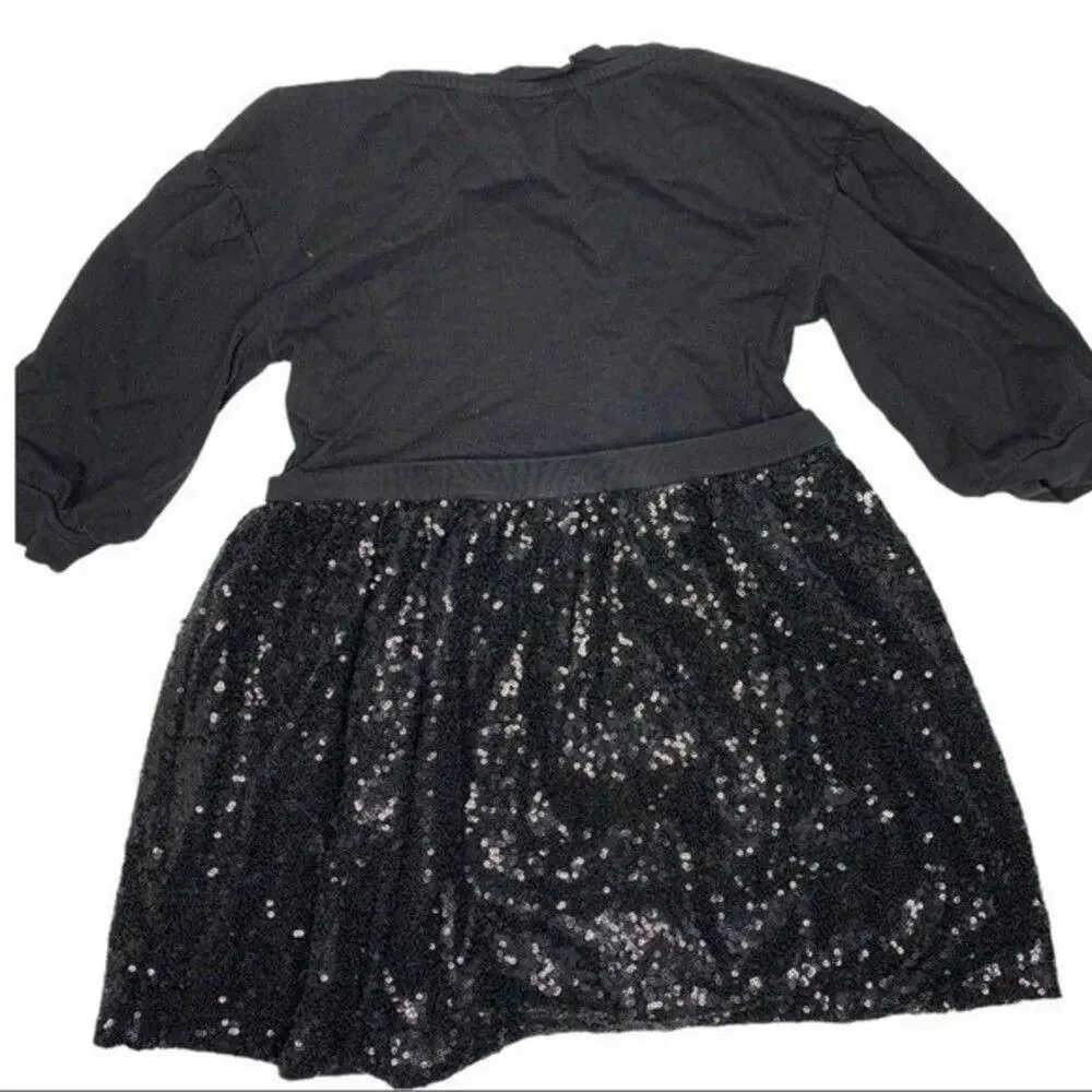 Gap Kids XS 4-5 black long sleeve sequin sparkle sweater dress